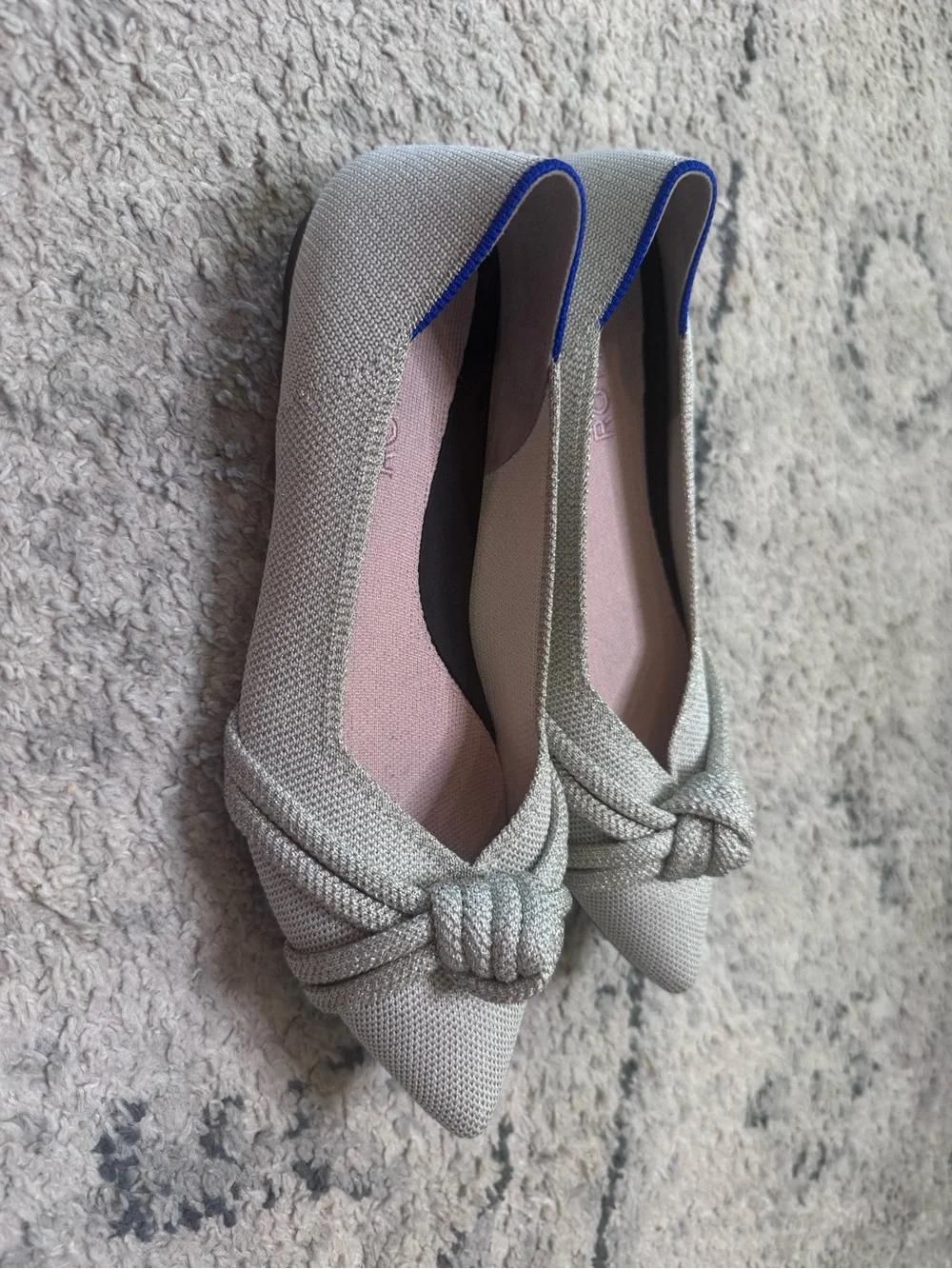 Rothy's diamond the knot point II Pointed Knot Ballet Flats EUC size 7